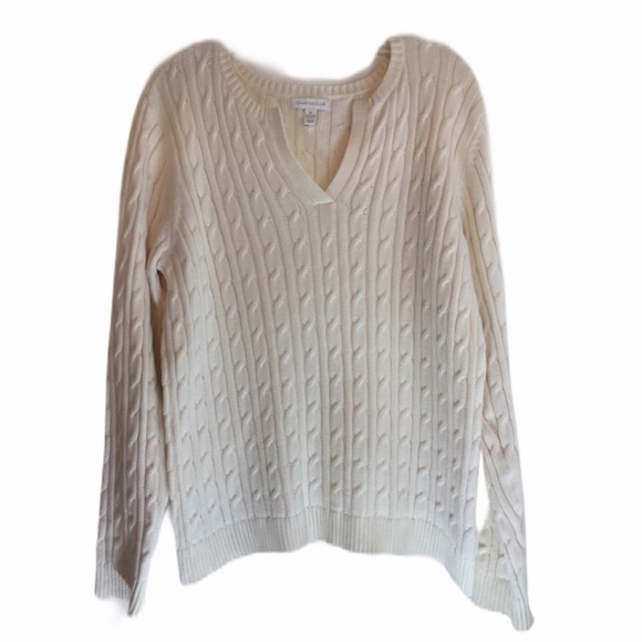 Charter Club Sweaters - CHARTER CLUB CABLE KNIT V-NECK SWEATER - SIZE XL